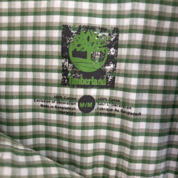 Timberland Men's Green Plaid Button Down Shirt Size M - Picture 5 of 10